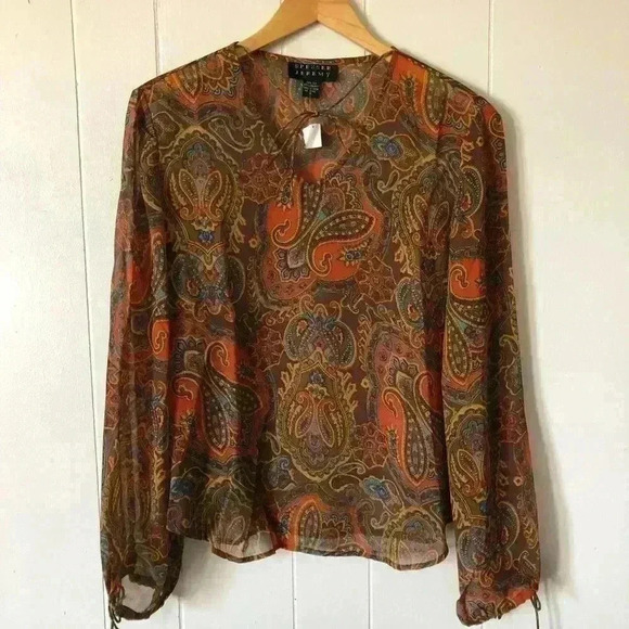 Spenser Jeremy Paisley Silk Top Blouse Size 14 - Picture 1 of 8